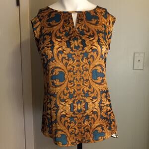 The Limited XS Silky Victorian Print Sleeveless Top Renaissance Gothic Layering